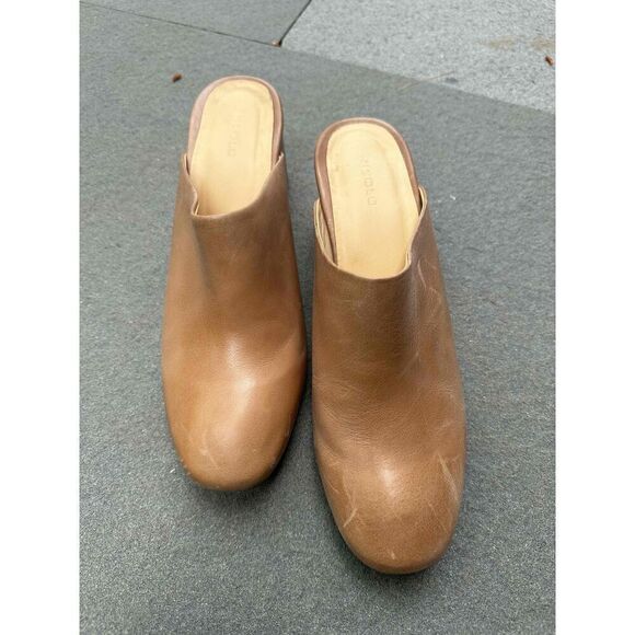 Nisolo Womens Mule Shoes Size 8.5 Brown Leather Chunky Heel Closed Toe - Picture 6 of 7